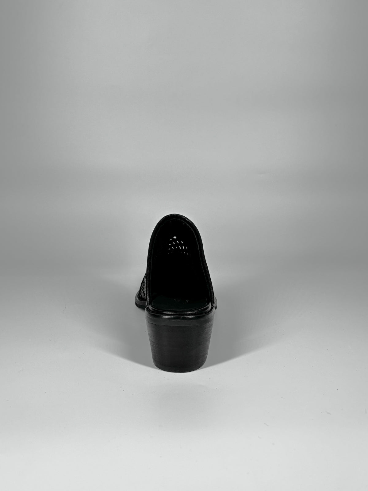 Sabot Western in Vera Pelle Traforata - Nero