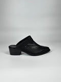 Sabot Western in Vera Pelle Traforata - Nero