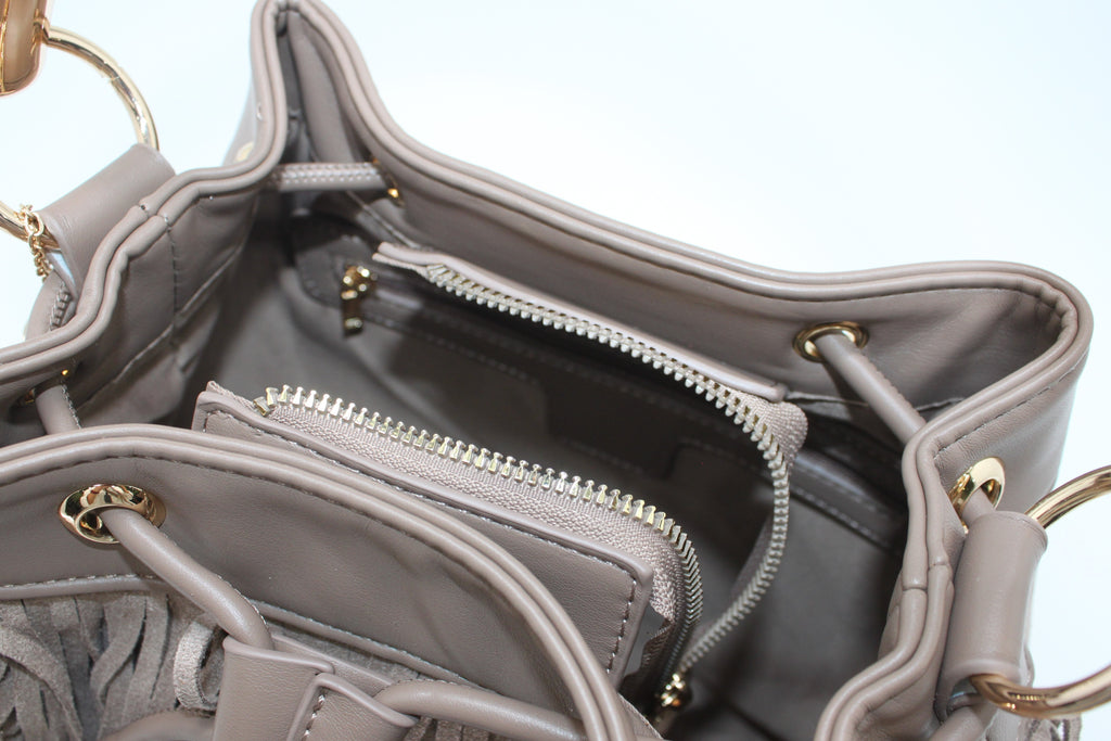 Borsa a Secchiello con Frange Alex Max - Grigio