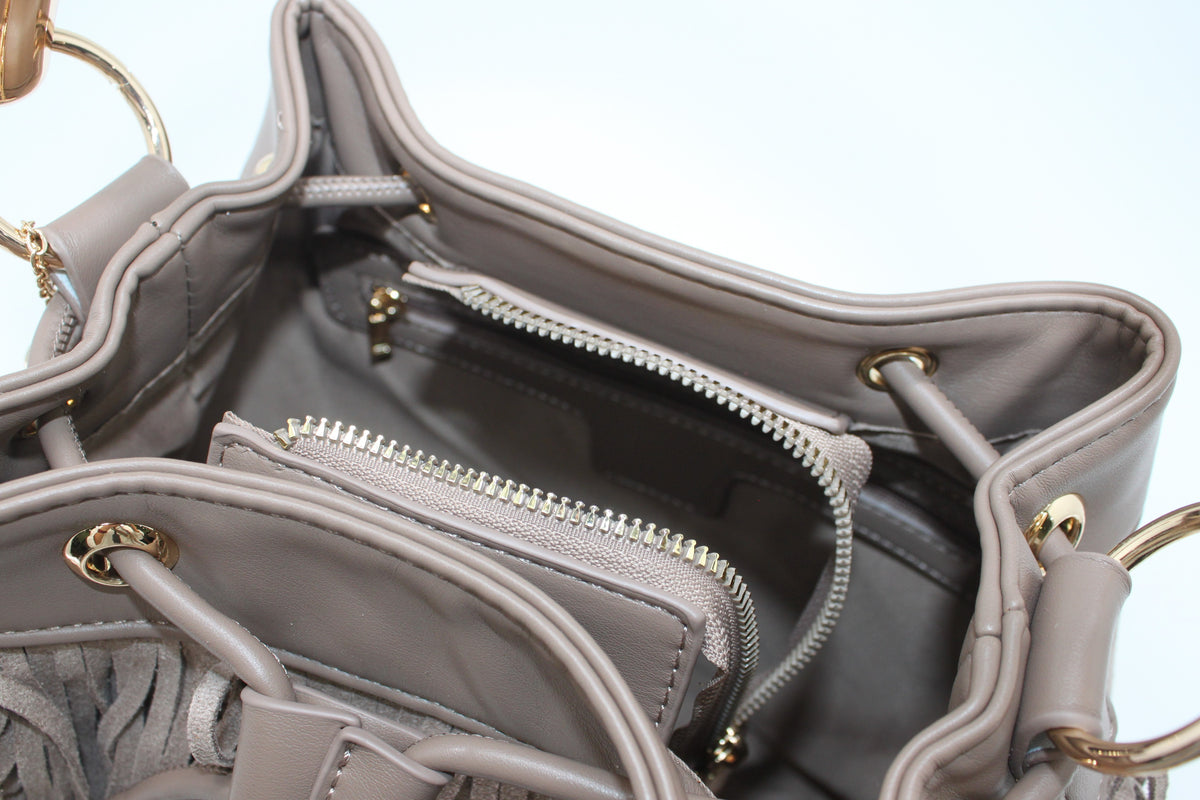 Borsa a Secchiello con Frange Alex Max - Grigio
