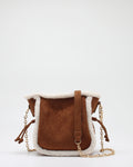 Mini Borsa a Secchiello in Camoscio Sintetico Alex Max - Marrone/Bianco