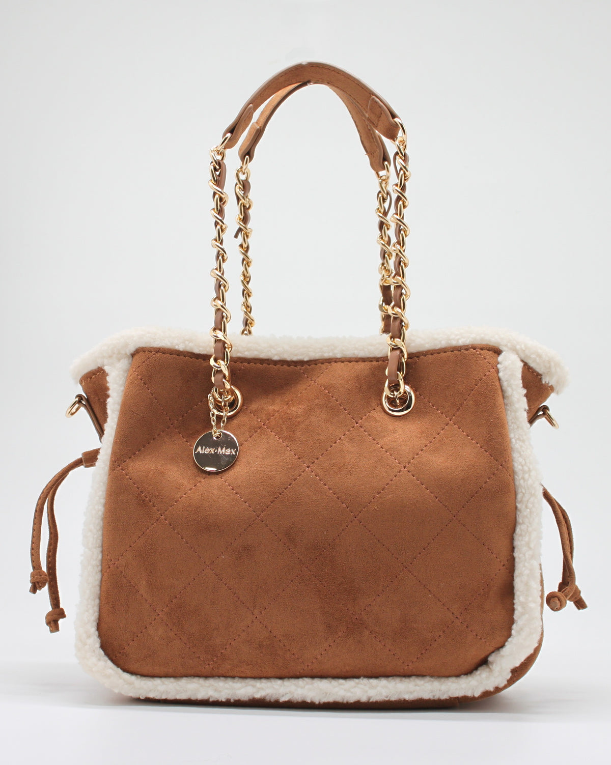 Maxi Borsa in Camoscio Sintetico Alex Max - Marrone/Bianco