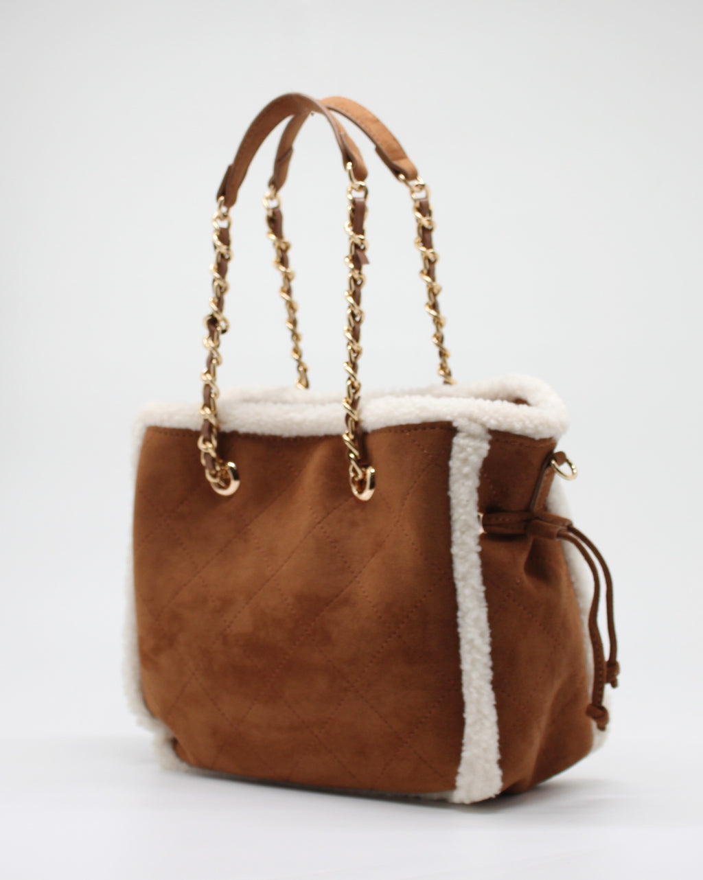Maxi Borsa in Camoscio Sintetico Alex Max - Marrone/Bianco
