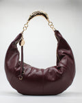 Borsa Maxi Hobo Alex con Manico in Metallo Gold - Burgundy