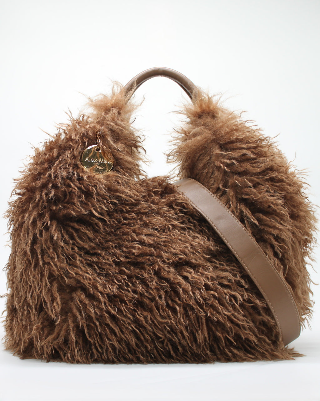 Borsa Tote Maxi a Mano in Ecofur  Alex Max - Marrone
