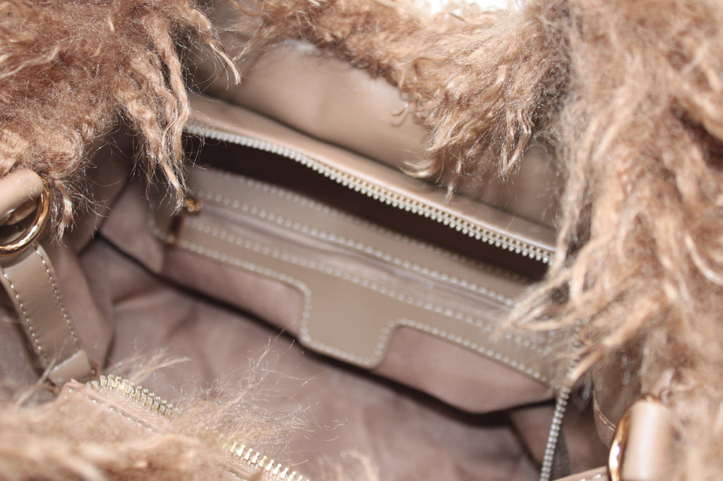 Borsa Tote Maxi a Mano in Ecofur  Alex Max - Marrone