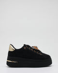 Sneakers Platform in Tessuto con Spille Gioiello Removibili - Nero