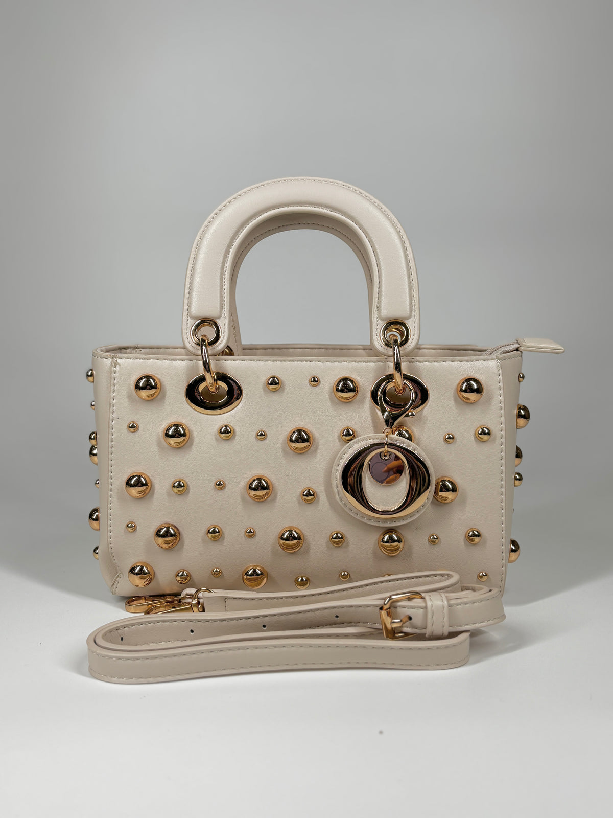 Mini Bag a Mano con Borchie - Beige