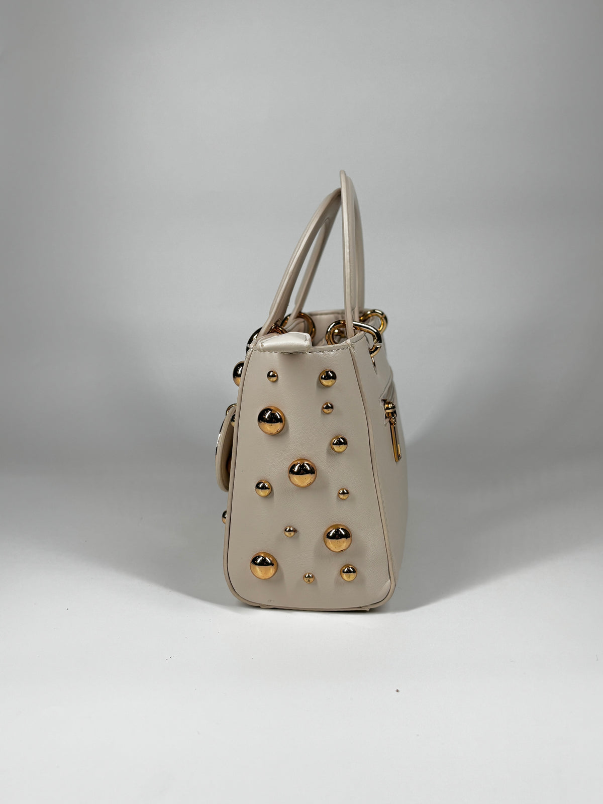 Mini Bag a Mano con Borchie - Beige
