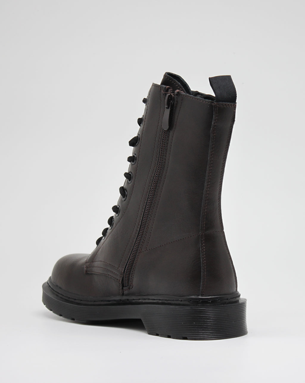 Anfibio Stringato con Zip Laterale -  Marrone Scuro
