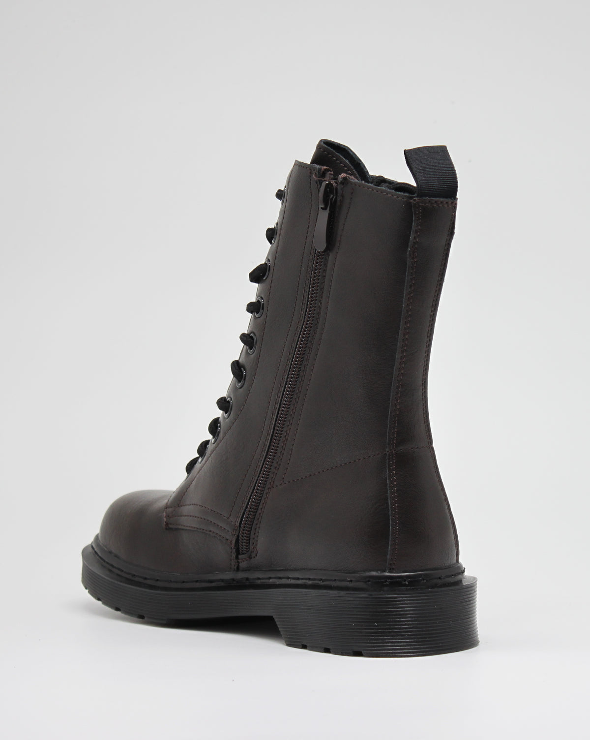 Anfibio Stringato con Zip Laterale -  Marrone Scuro