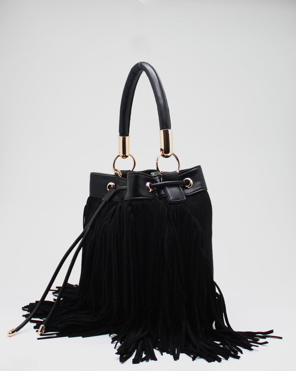 Borsa a Secchiello con Frange Alex Max - Nero