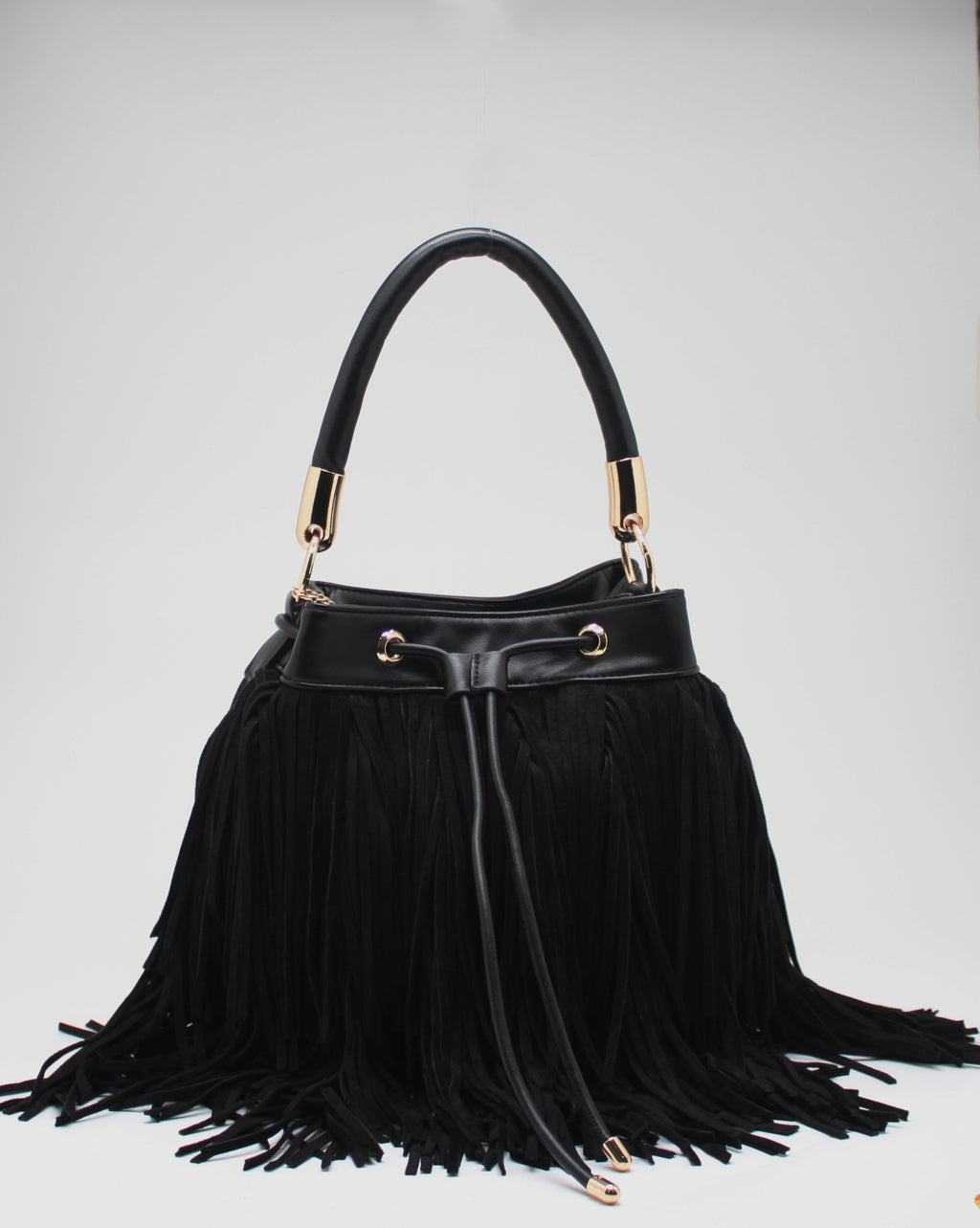 Borsa a Secchiello con Frange Alex Max - Nero