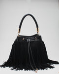 Borsa a Secchiello con Frange Alex Max - Nero