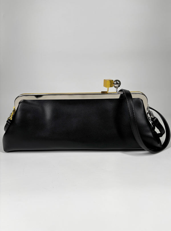 Clutch in ecopelle - Nero