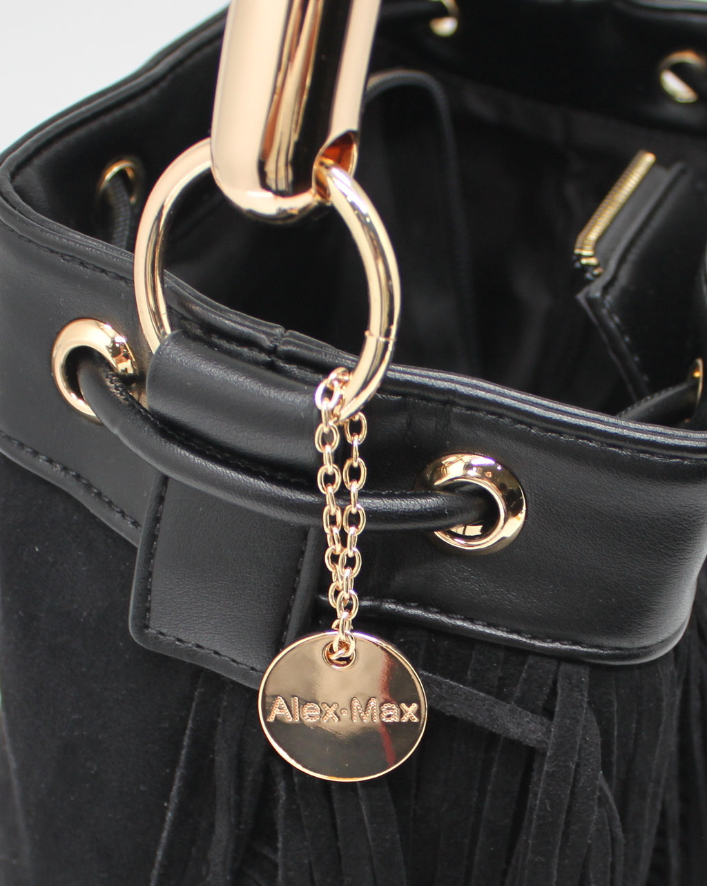 Borsa a Secchiello con Frange Alex Max - Nero