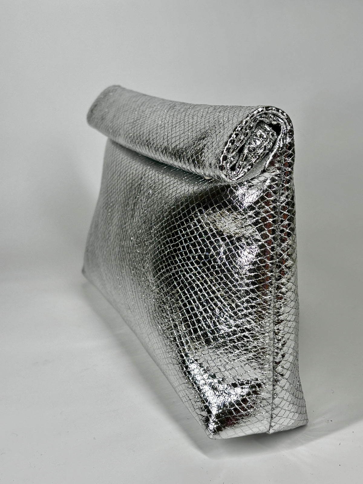 Clutch effetto pitonato  - Argento