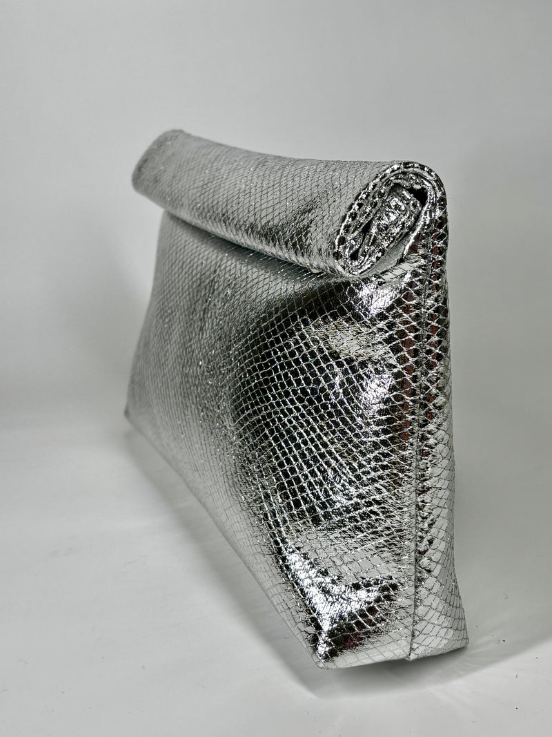 Clutch effetto pitonato  - Argento