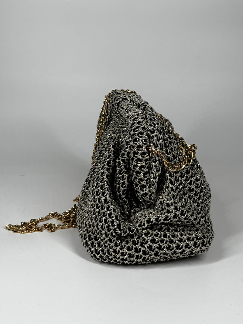 Clutch In tessuto - Nero e Oro
