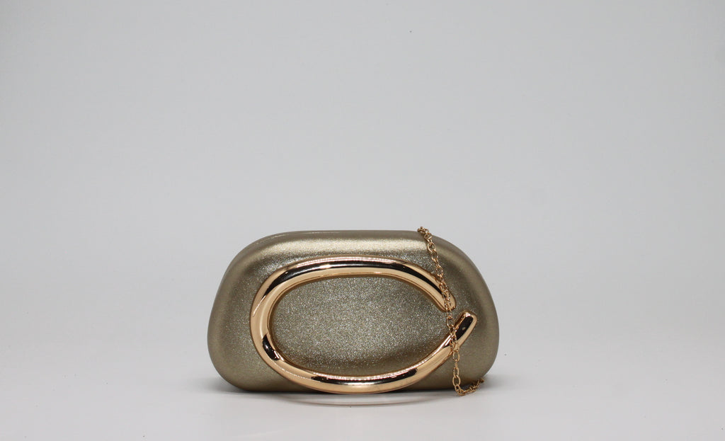 Clutch Rigida con Dettaglio Dorato Scultoreo – Oro
