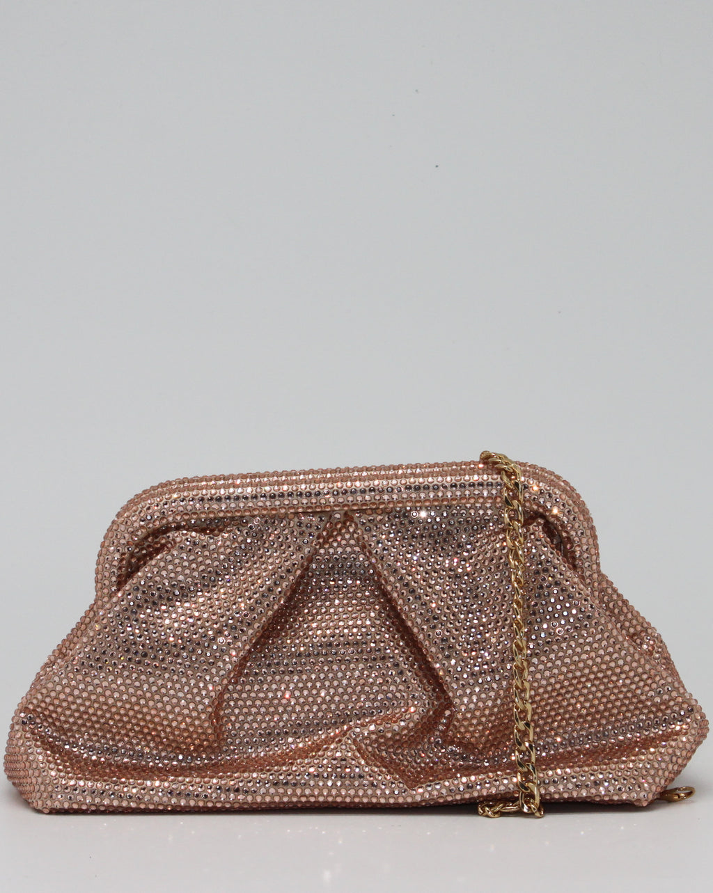 Clutch Gioiello in Strass con Tracolla Argento - Oro Rosa