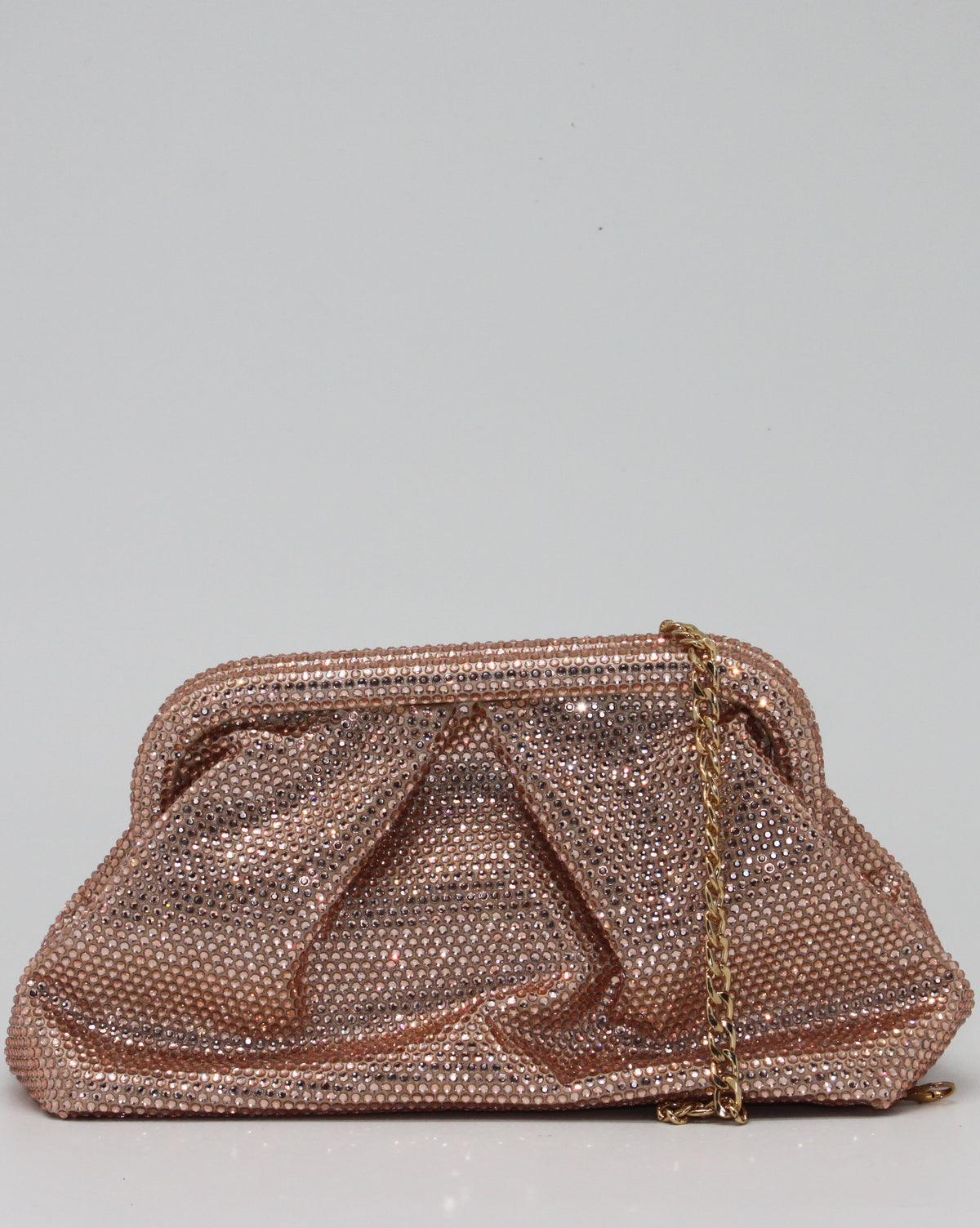 Clutch Gioiello in Strass con Tracolla Argento - Oro Rosa