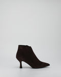 Tronchetto in vera pelle di capra camoscio con tacco stiletto - Marrone -