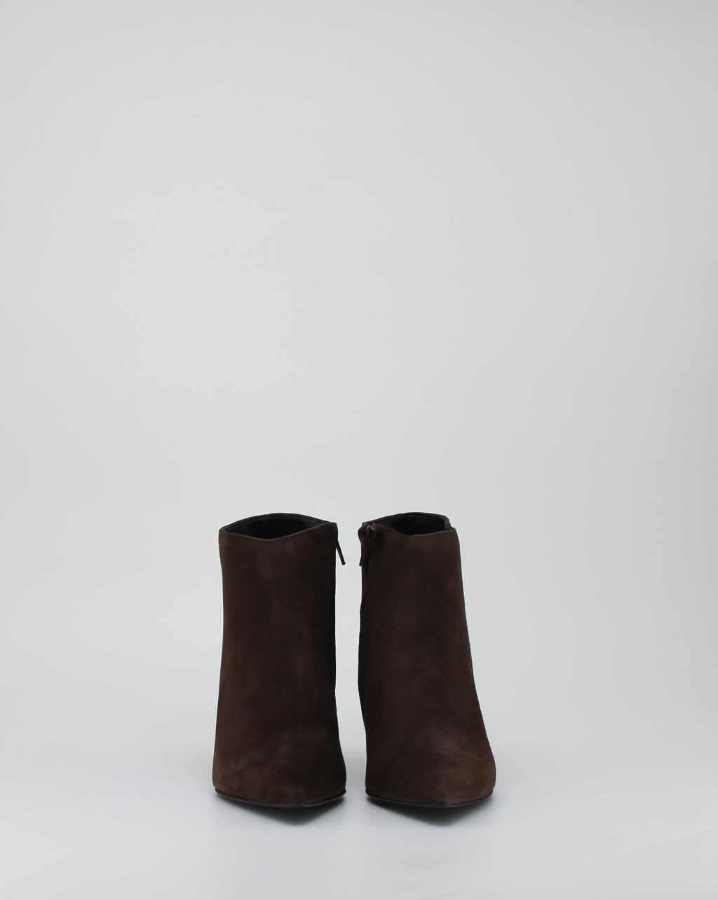 Tronchetto in vera pelle di capra camoscio con tacco stiletto - Marrone -