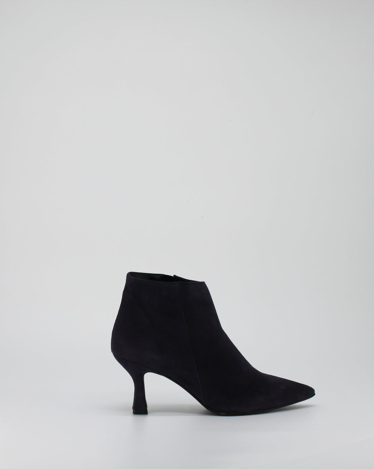 Tronchetto in vera pelle di capra camoscio con tacco stiletto - Blu -