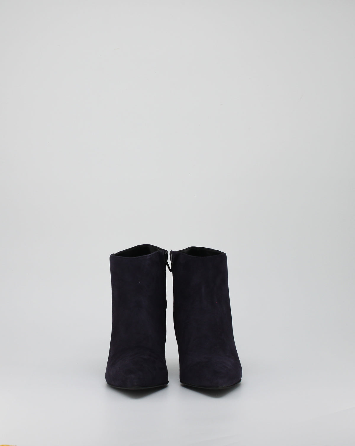 Tronchetto in vera pelle di capra camoscio con tacco stiletto - Blu -