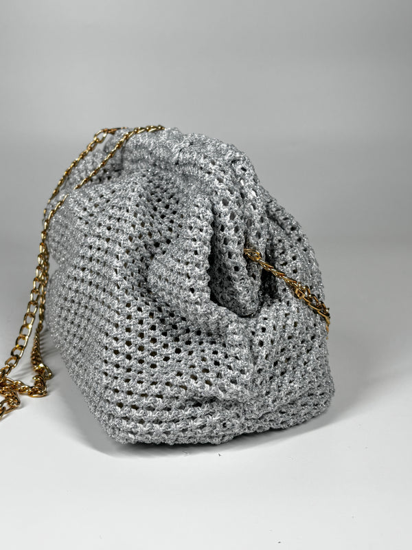 Clutch In tessuto - Argento