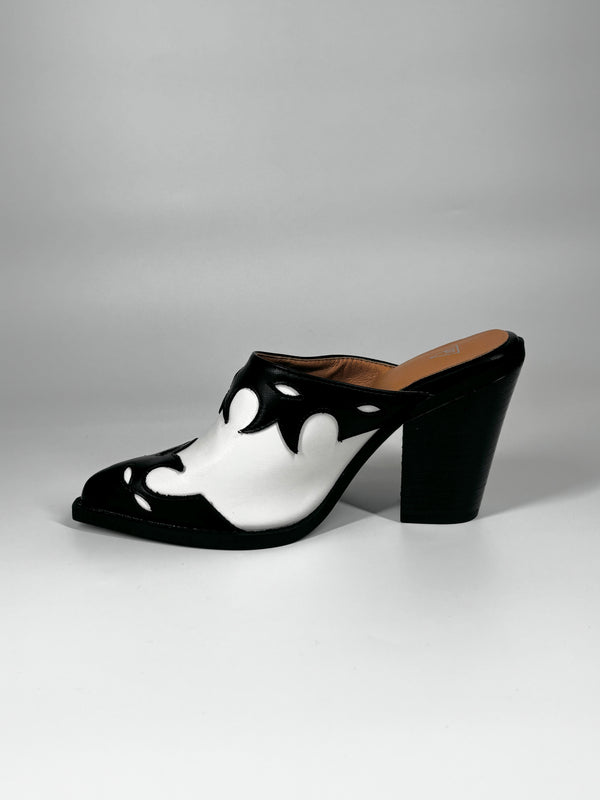 Sabot Texano Bicolore in ecopelle  - Nero