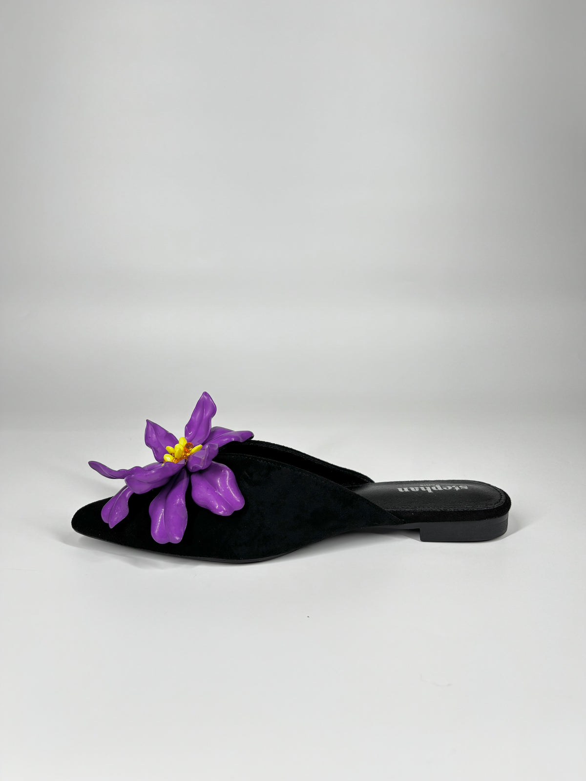 Mule a Punta in camoscio - Nero