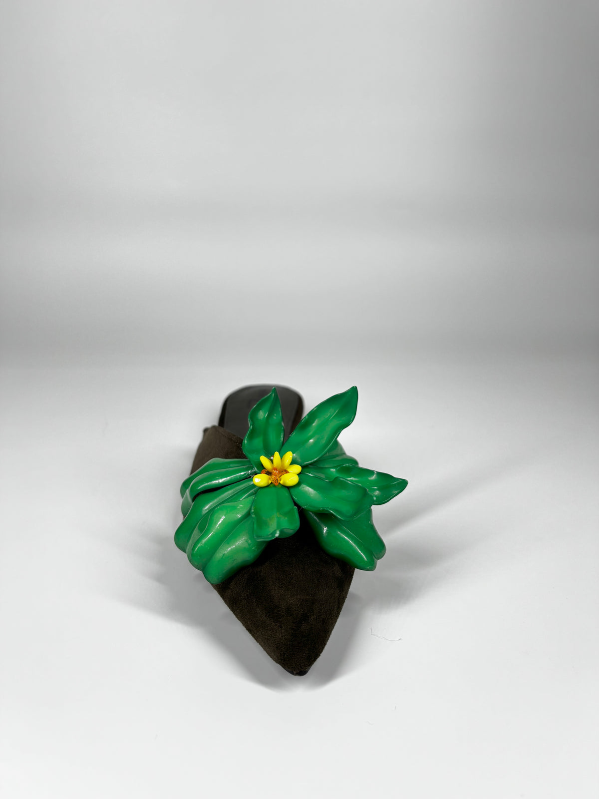 Mule a Punta in camoscio - Verde