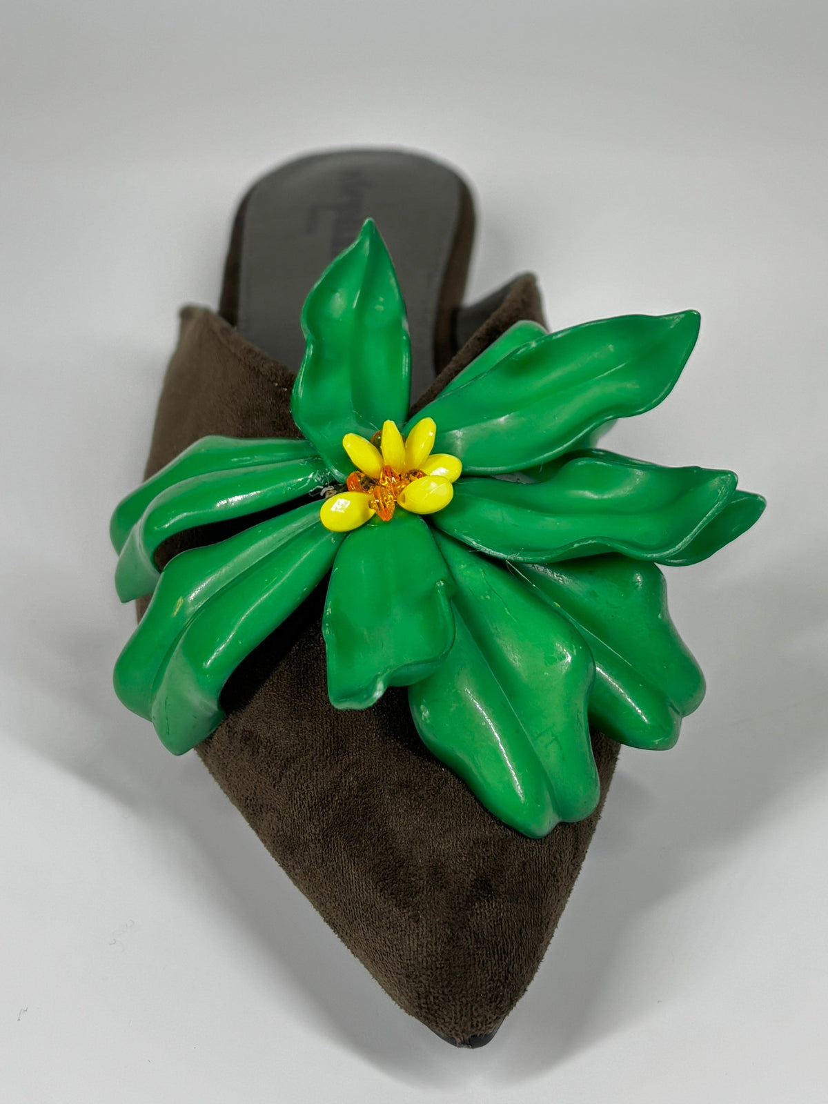 Mule a Punta in camoscio - Verde