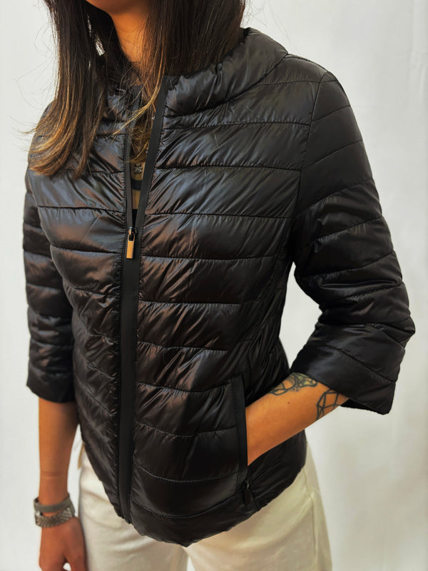 Piumino leggero con manica 3/4 -Nero