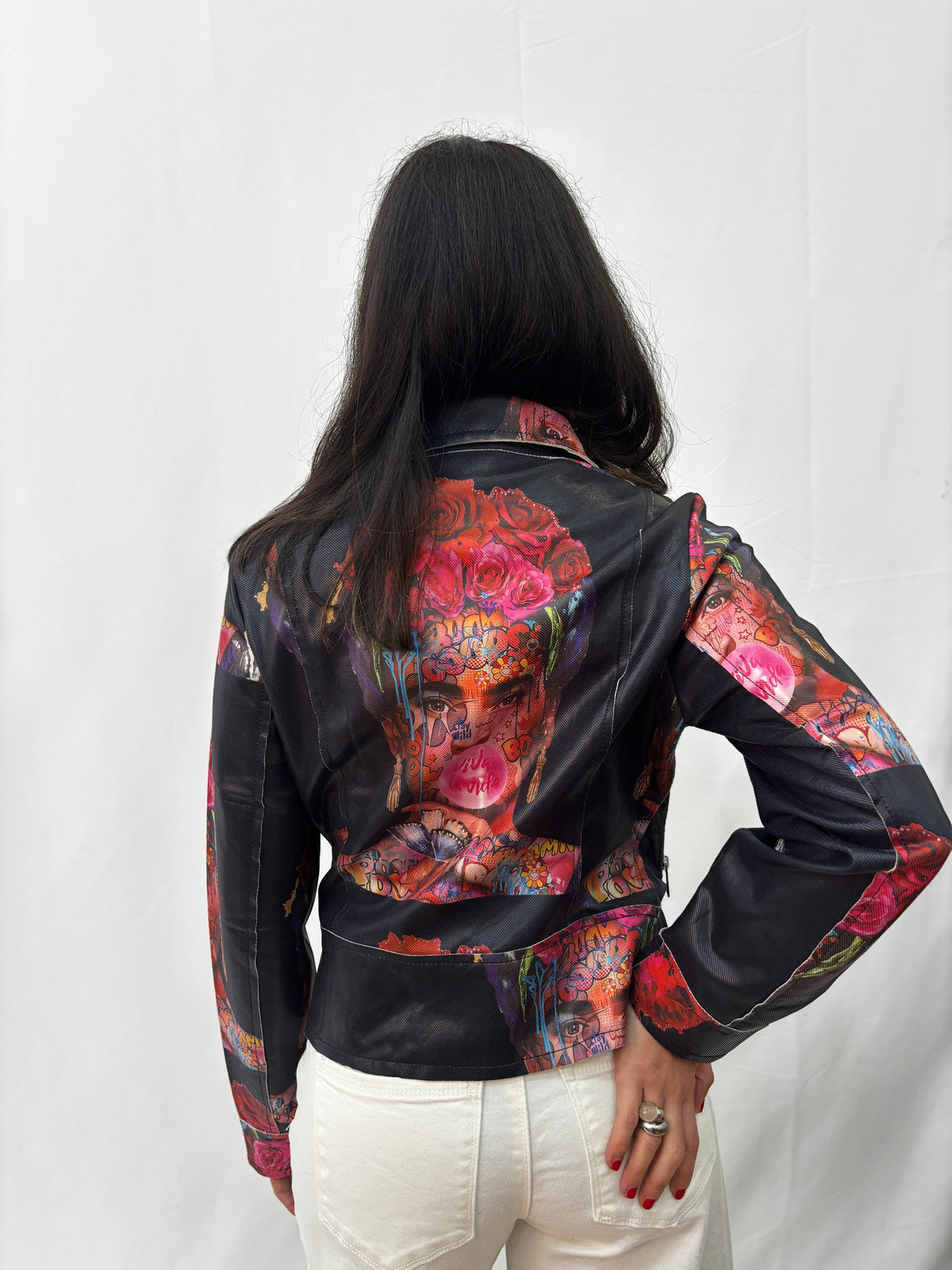 Giacca Biker "Art & Roses" – Nero