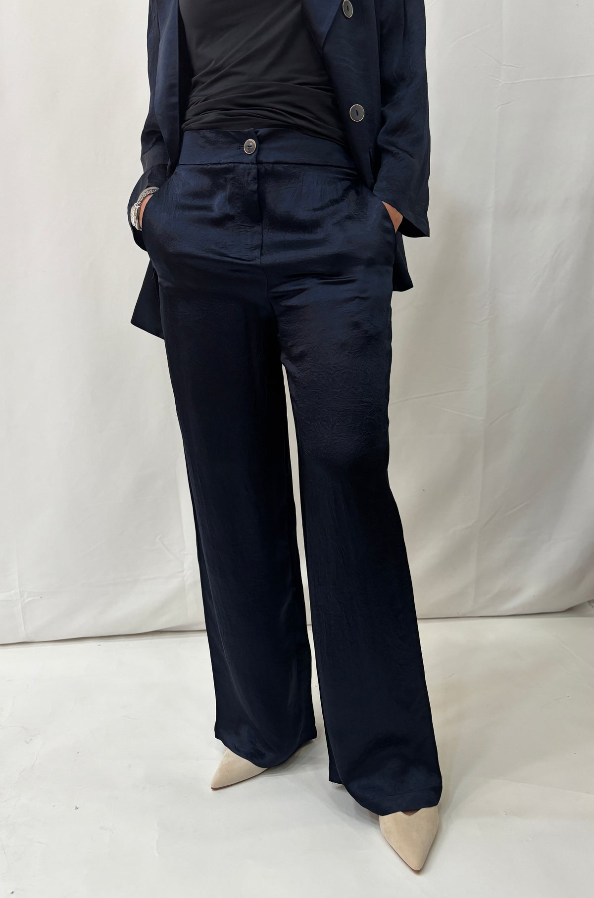 Pantaloni in Satin -  Blu Notte