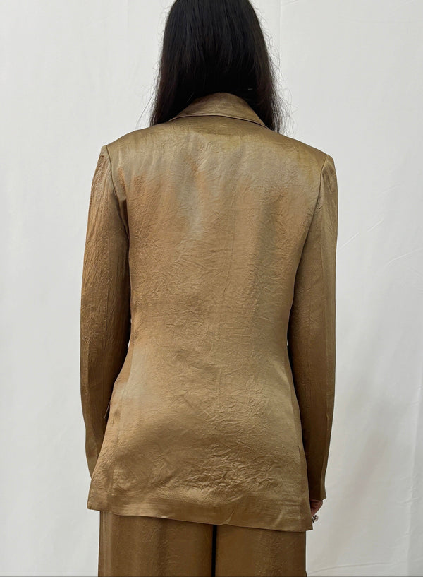 Blazer Doppio Petto in Satin -  Oro