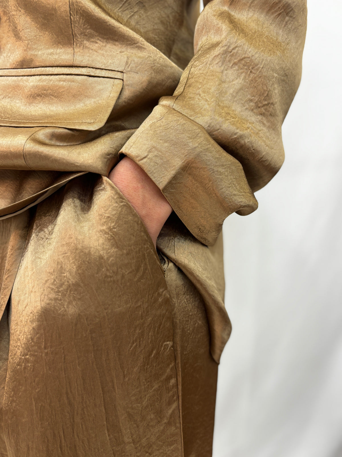 Pantaloni in Satin -  Oro