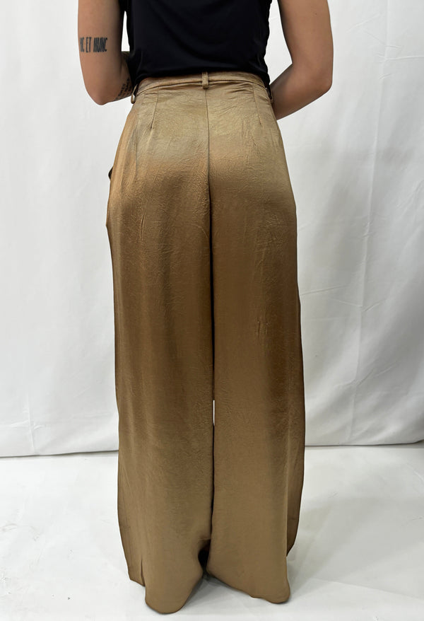 Pantaloni in Satin -  Oro