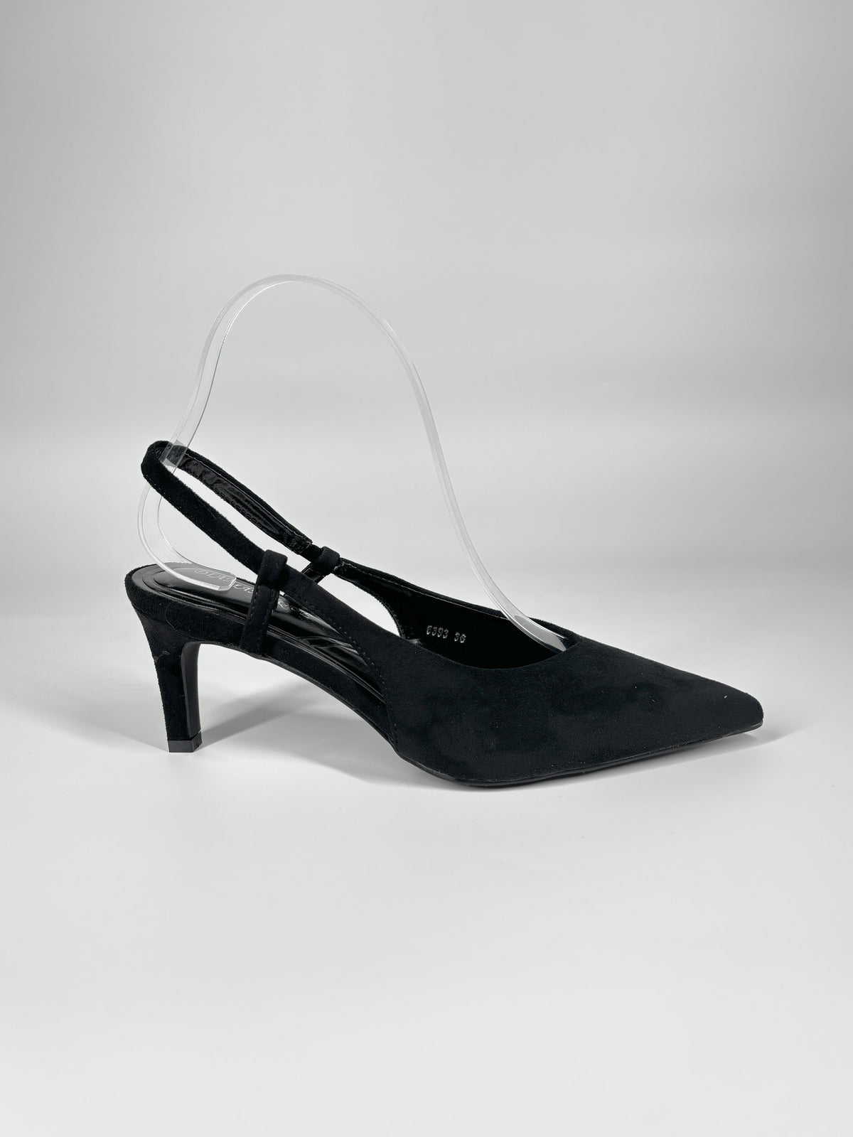 Slingback a Punta in Camoscio - Nero