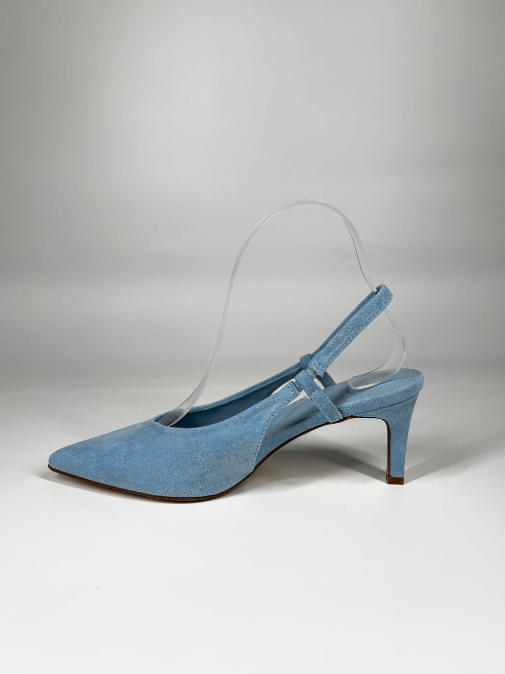 Slingback a Punta in Camoscio - Celeste