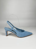 Slingback a Punta in Camoscio - Celeste