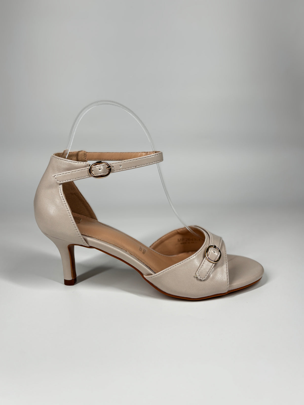 Sandalo in ecopelle con Cinturino alla Caviglia - Panna