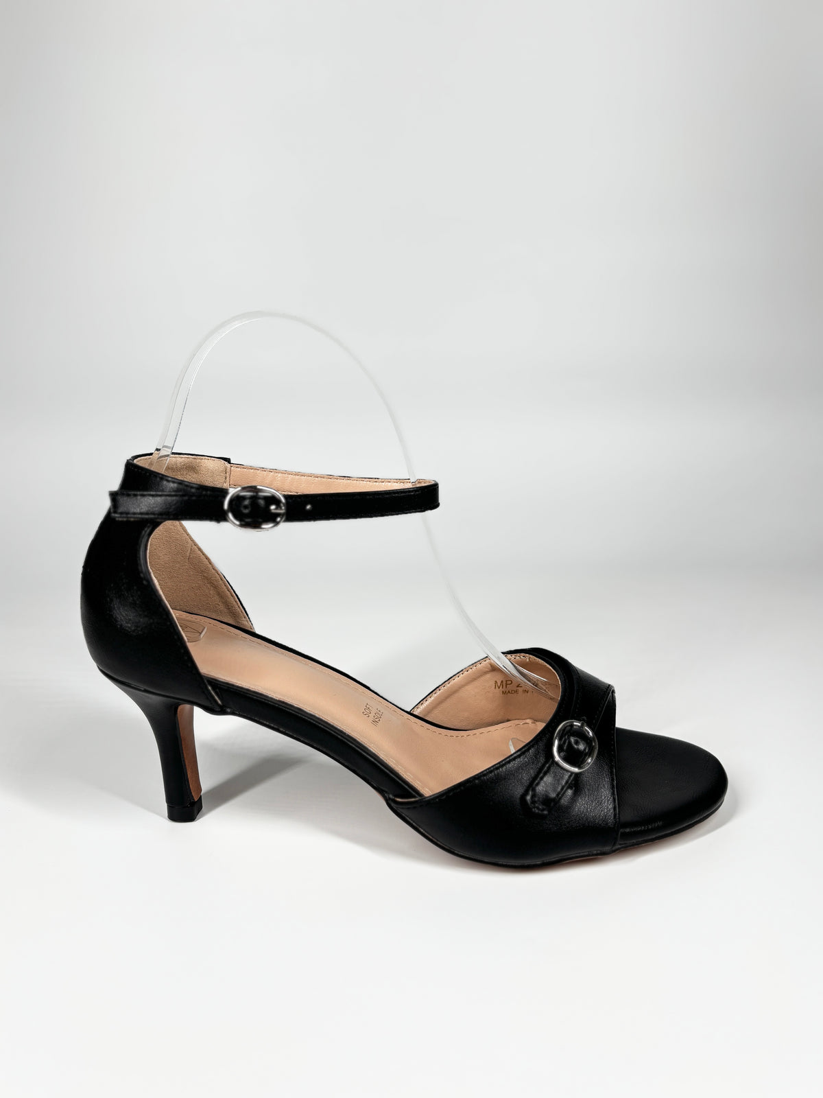 Sandalo in ecopelle con Cinturino alla Caviglia - Nero