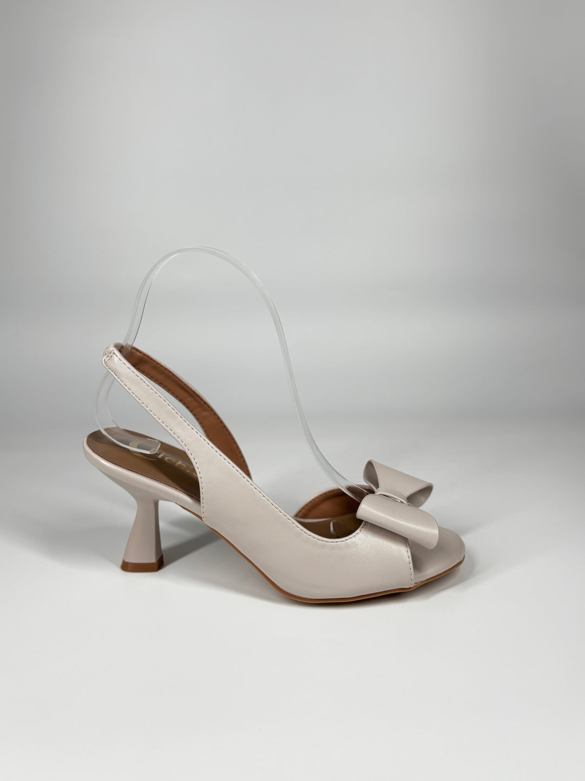 Sandalo Slingback in Pelle con Fiocco - Beige