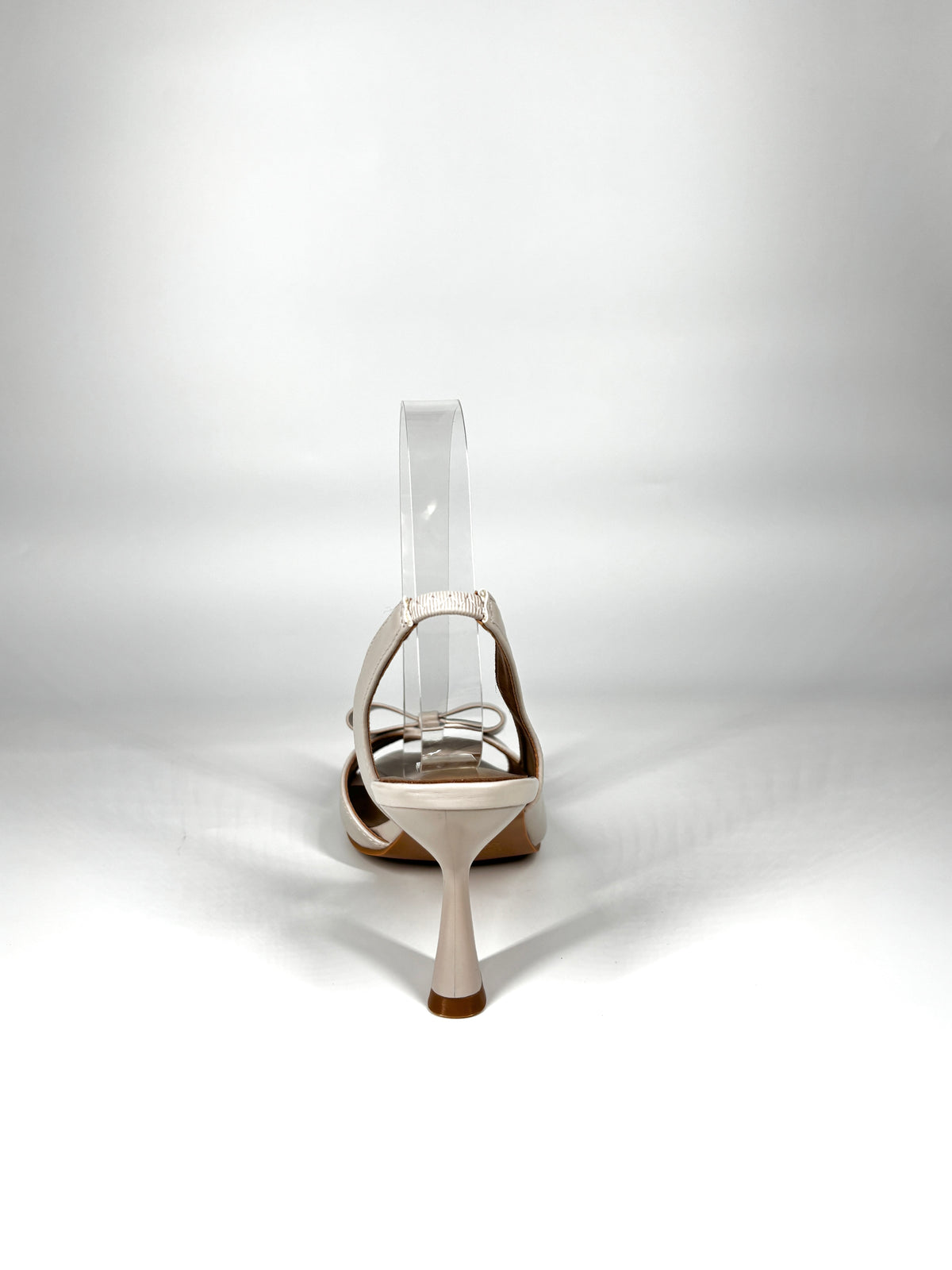 Sandalo Slingback in Pelle con Fiocco - Beige
