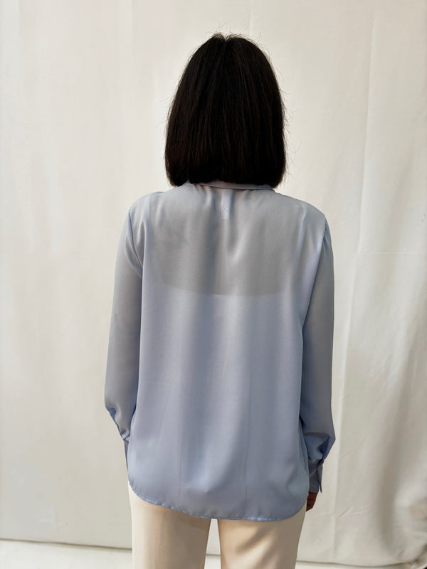 Camicia Zahjr in Satin - Azzurro