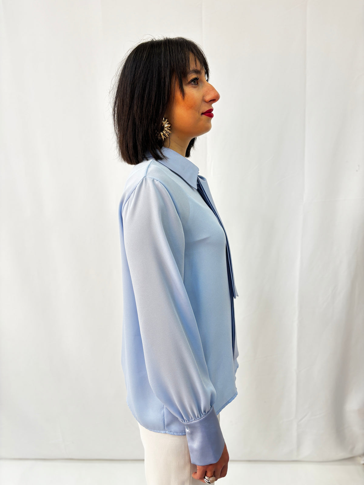 Camicia Zahjr in Satin - Azzurro